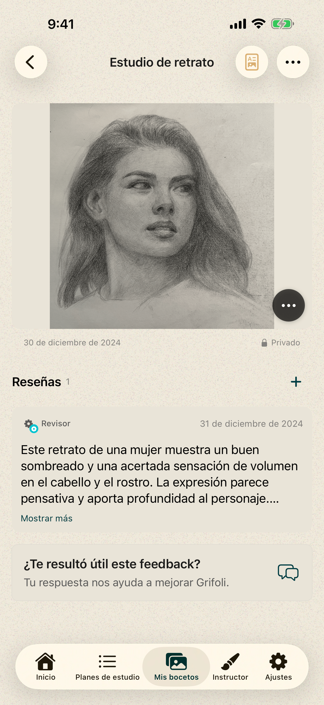 Evaluación de Grifoli con nivel de dibujo y cuatro áreas de dibujo