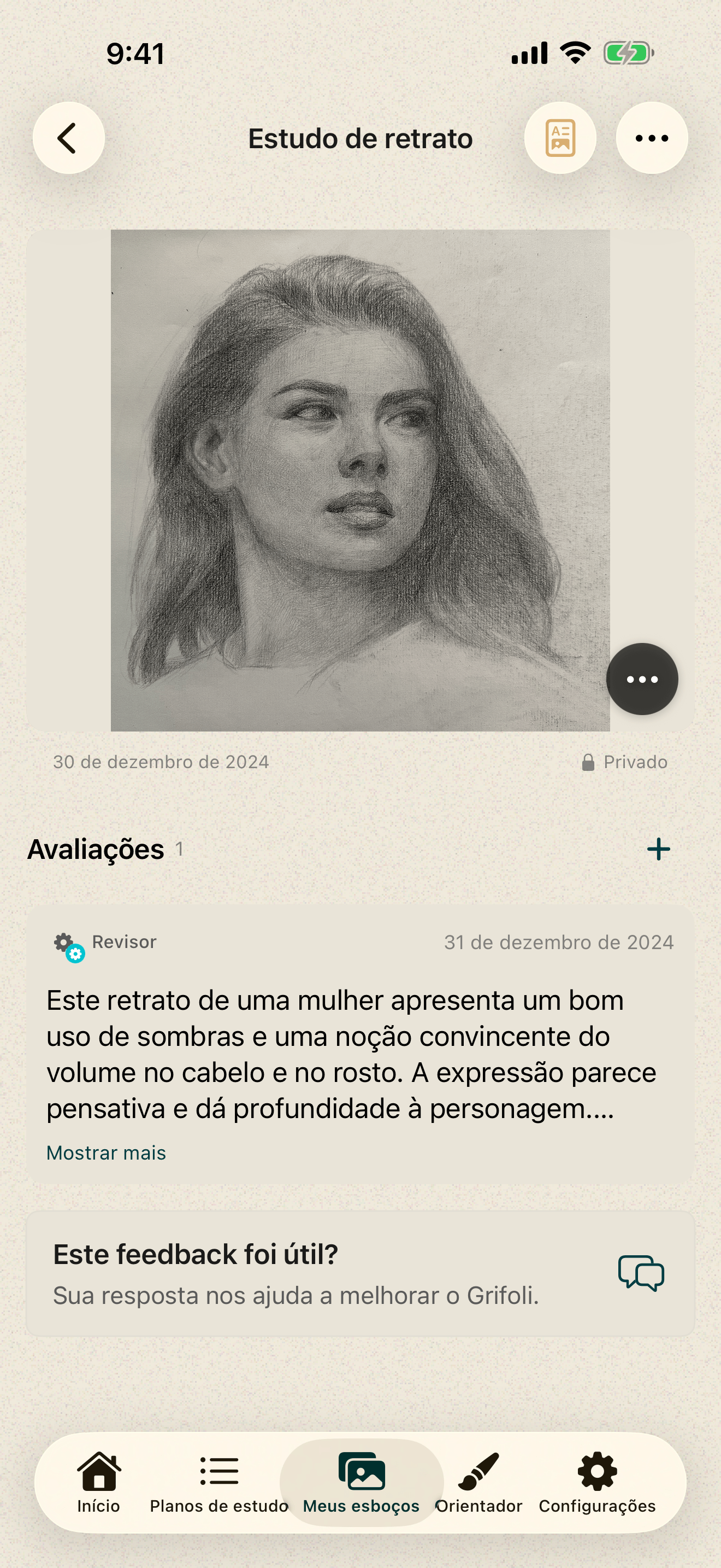 Avaliação da Grifoli com nível de desenho e quatro áreas